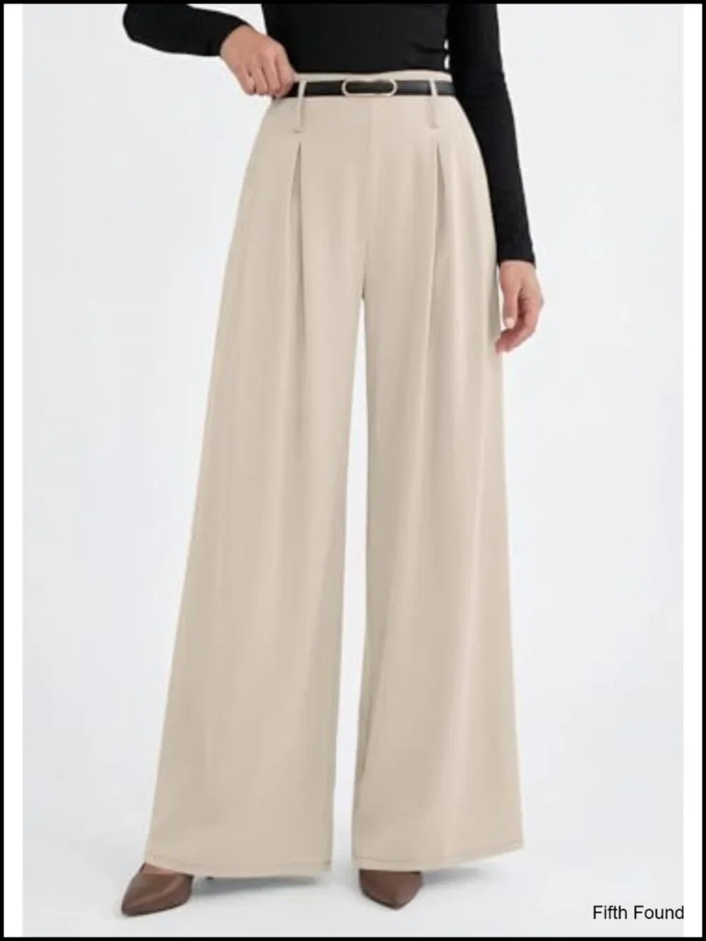High Waisted Wide Leg Dress Pants Pleated Slacks Flowy Business Work Palazzo